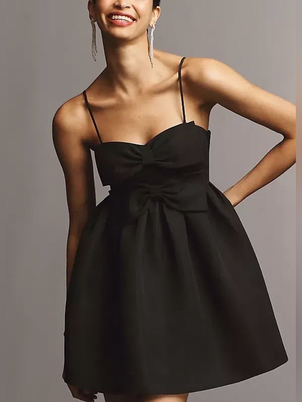 SACHIN & BABI Sloane Taffeta Double-Bow Pleated Mini Dress, Black, Large